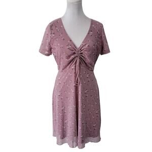 Hollister Size XS Mauve Ruched Front Babydoll Dress Coquette Cottagecore